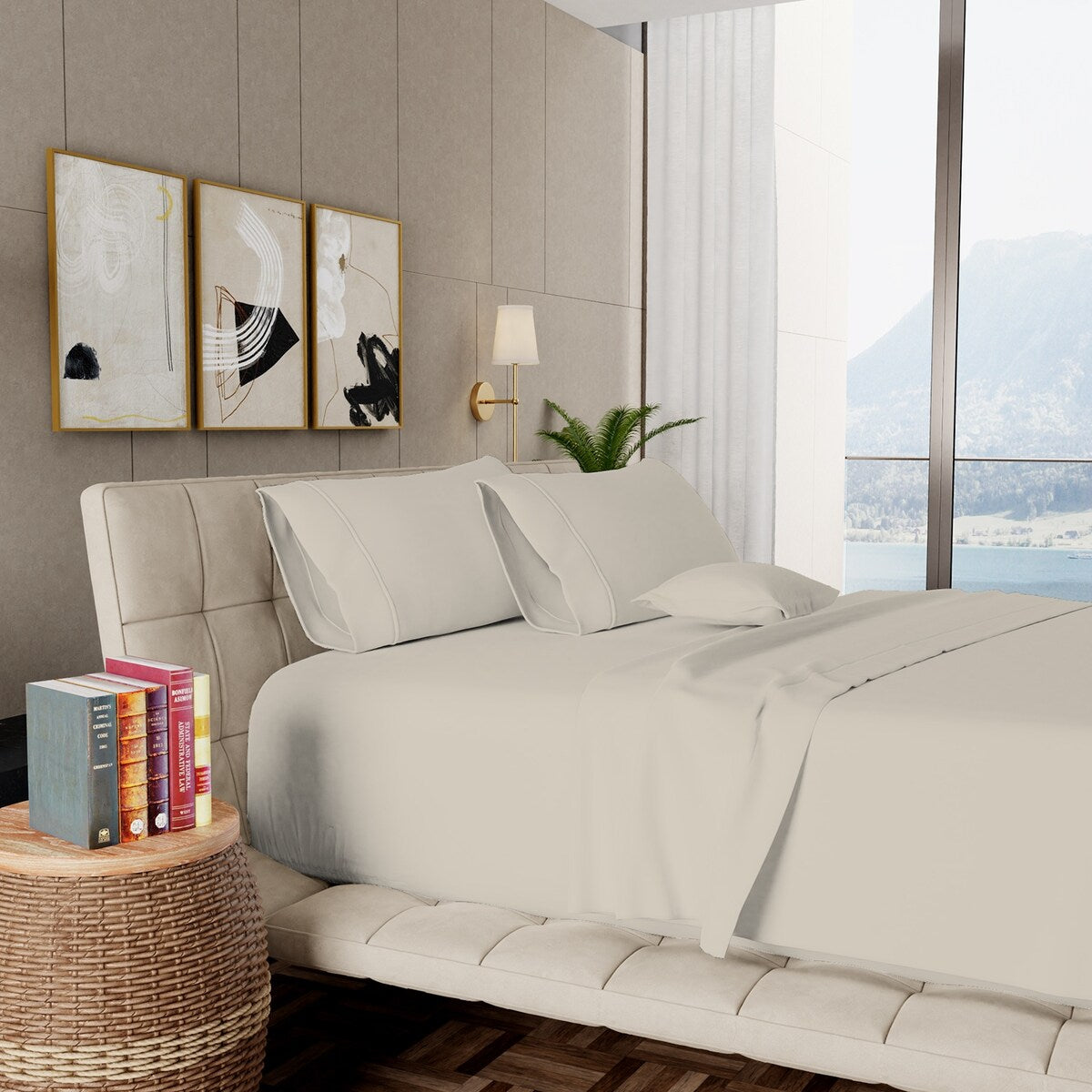 Ensemble de draps Aireolux en coton égyptien de luxe ultra-doux et soyeux, 1000 fils/cm².