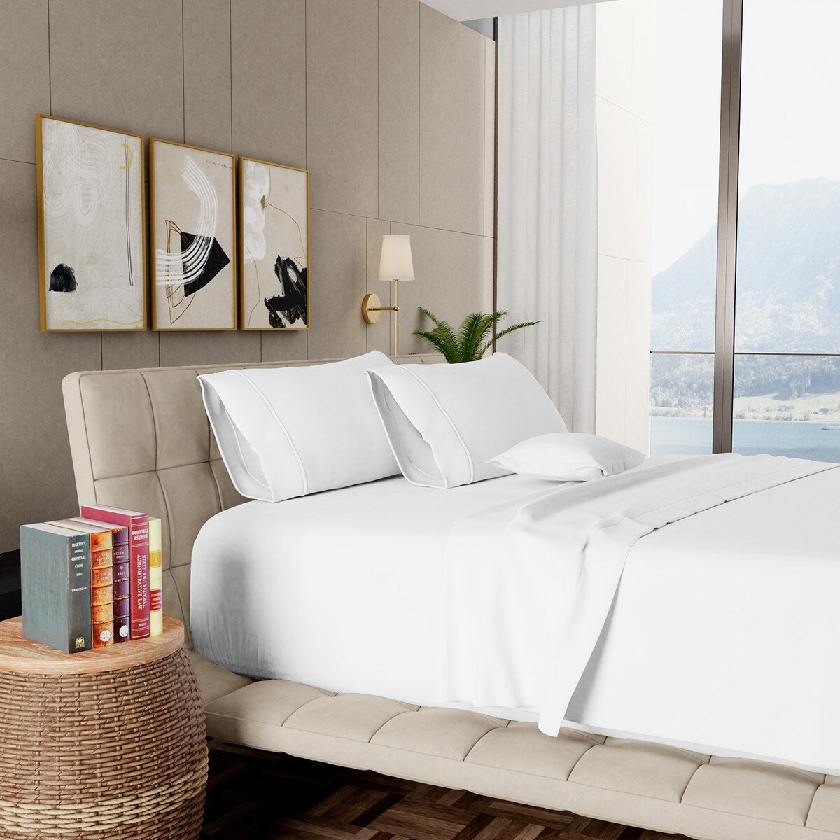 Ensemble de draps Aireolux en coton égyptien de luxe ultra-doux et soyeux, 1000 fils/cm².