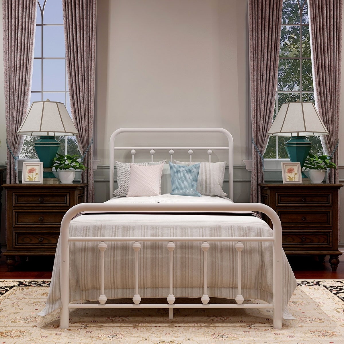 Cadre de lit plateforme en métal style vintage simple Alazyhome, montage facile