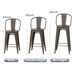 Tabourets de bar style ferme Andeworld, ensemble de 4 tabourets de bar hauteur comptoir - Lot de 4