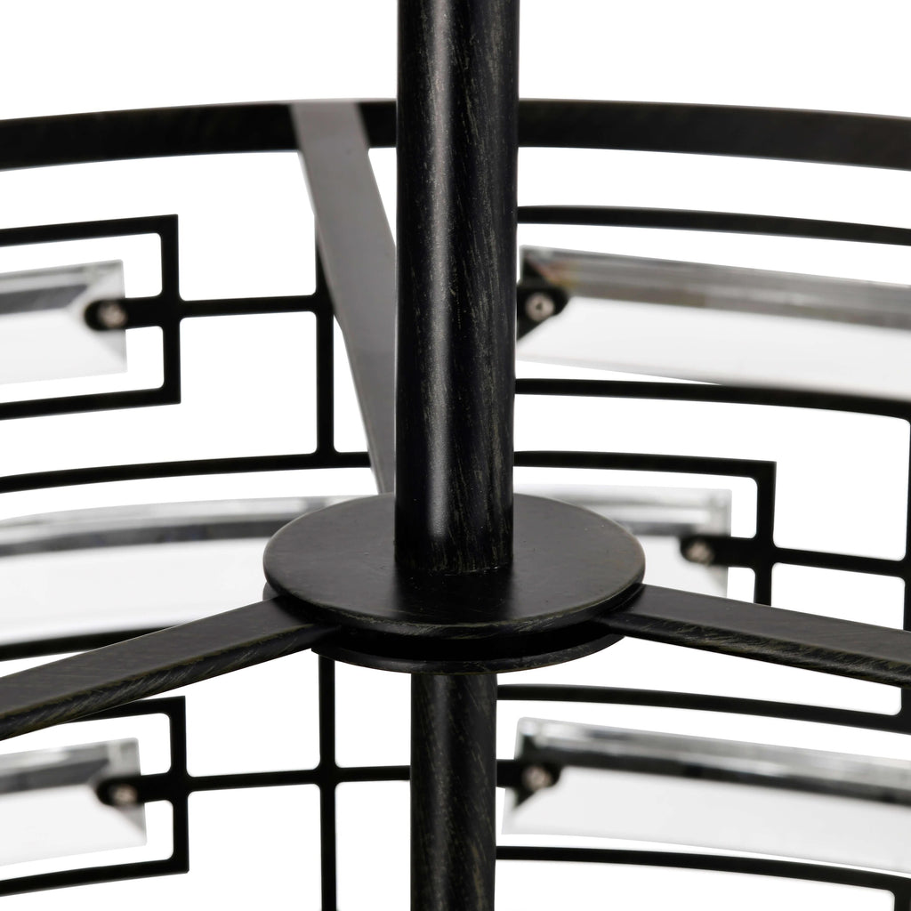 Lustre Anita à abat-jour tambour et prisme en verre transparent