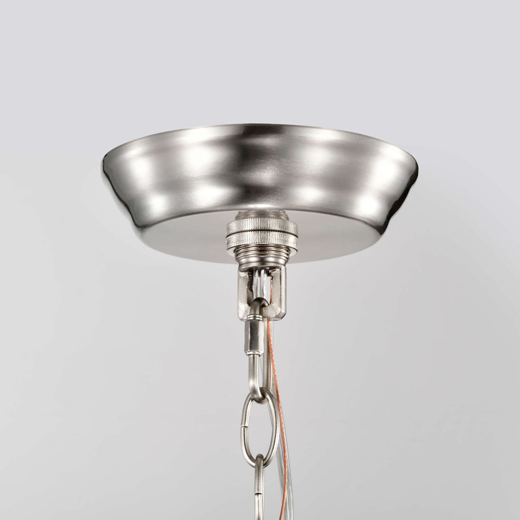 Lustre Anita à abat-jour tambour et prisme en verre transparent