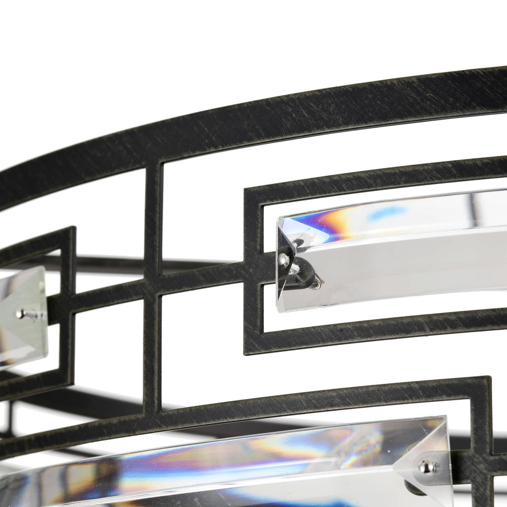 Lustre Anita à abat-jour tambour et prisme en verre transparent