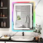 Miroir de salle de bain antibuée rétroéclairé RGB et éclairé par LED