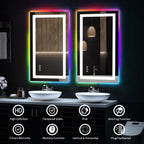 Miroir de salle de bain antibuée rétroéclairé RGB et éclairé par LED