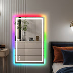 Miroir de salle de bain antibuée rétroéclairé RGB et éclairé par LED