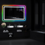 Miroir de salle de bain antibuée rétroéclairé RGB et éclairé par LED