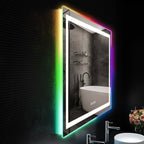 Miroir de salle de bain antibuée rétroéclairé RGB et éclairé par LED