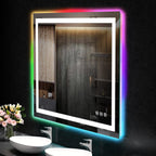 Miroir de salle de bain antibuée rétroéclairé RGB et éclairé par LED