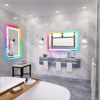 Miroir de salle de bain antibuée rétroéclairé RGB et éclairé par LED
