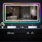 Miroir de salle de bain antibuée rétroéclairé RGB et éclairé par LED