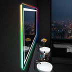 Miroir de salle de bain antibuée rétroéclairé RGB et éclairé par LED