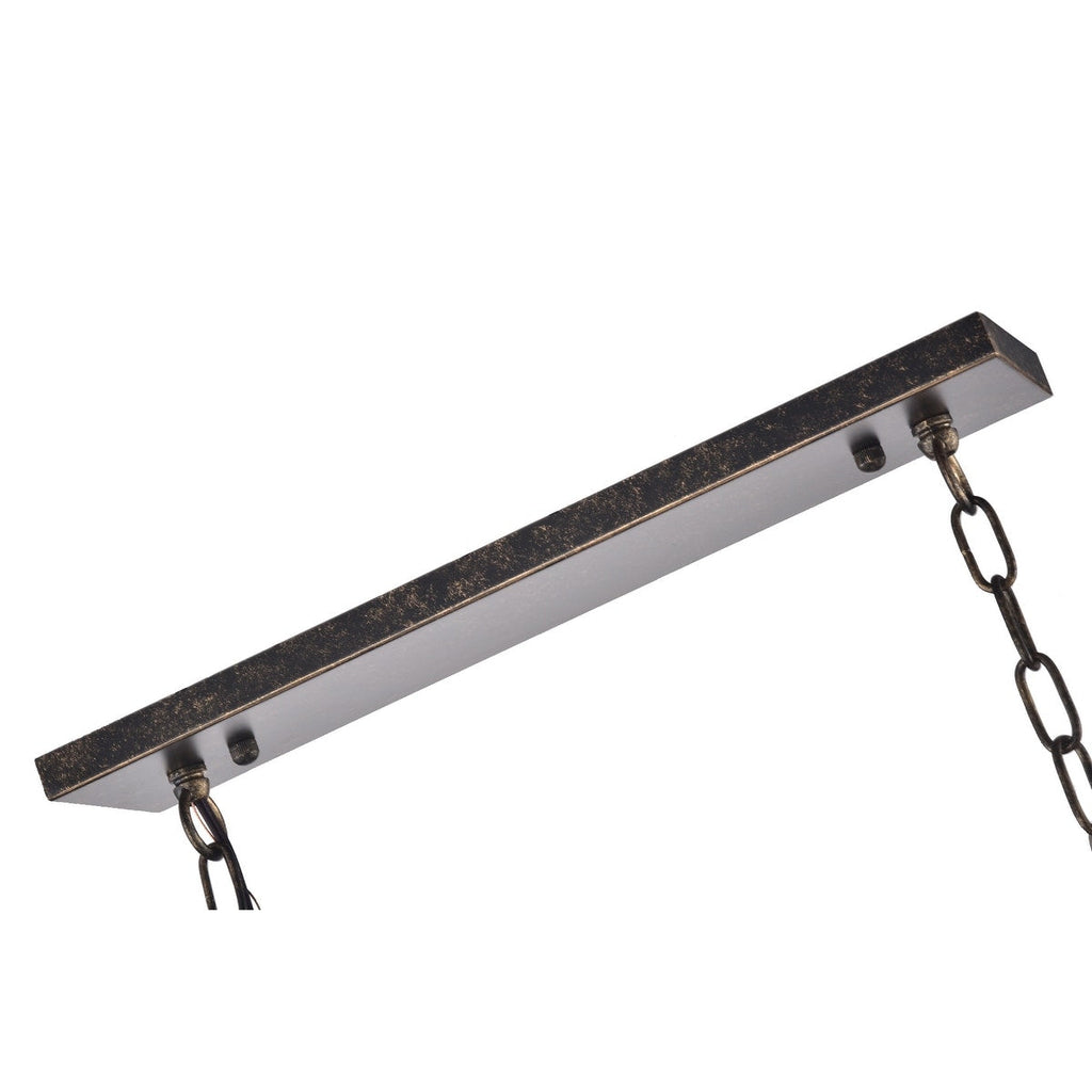 Luminaire rectangulaire à 6 lumières pour îlot de cuisine, en bronze antique, avec suspension en cristal - Bronze antique