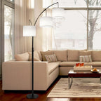 Lampadaire LED arqué à 3 lumières, dimmable, moderne, noir, haut.
