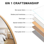 Miroir sur pied en bois arqué, miroir mural