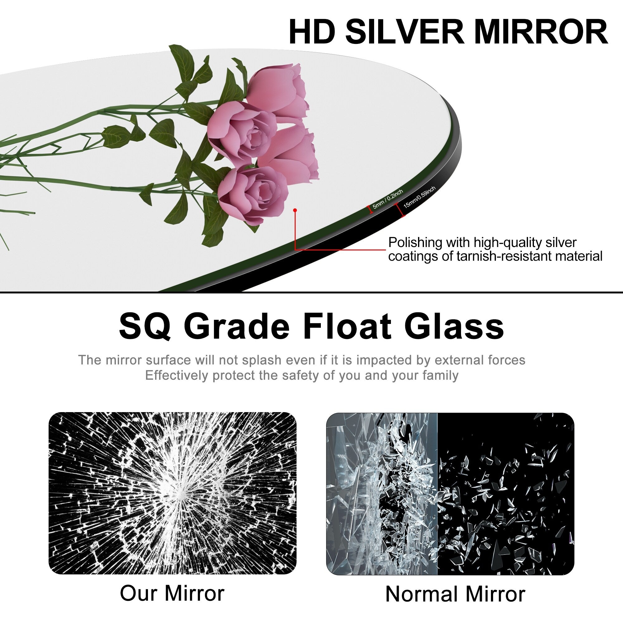 Miroir sur pied en bois arqué, miroir mural