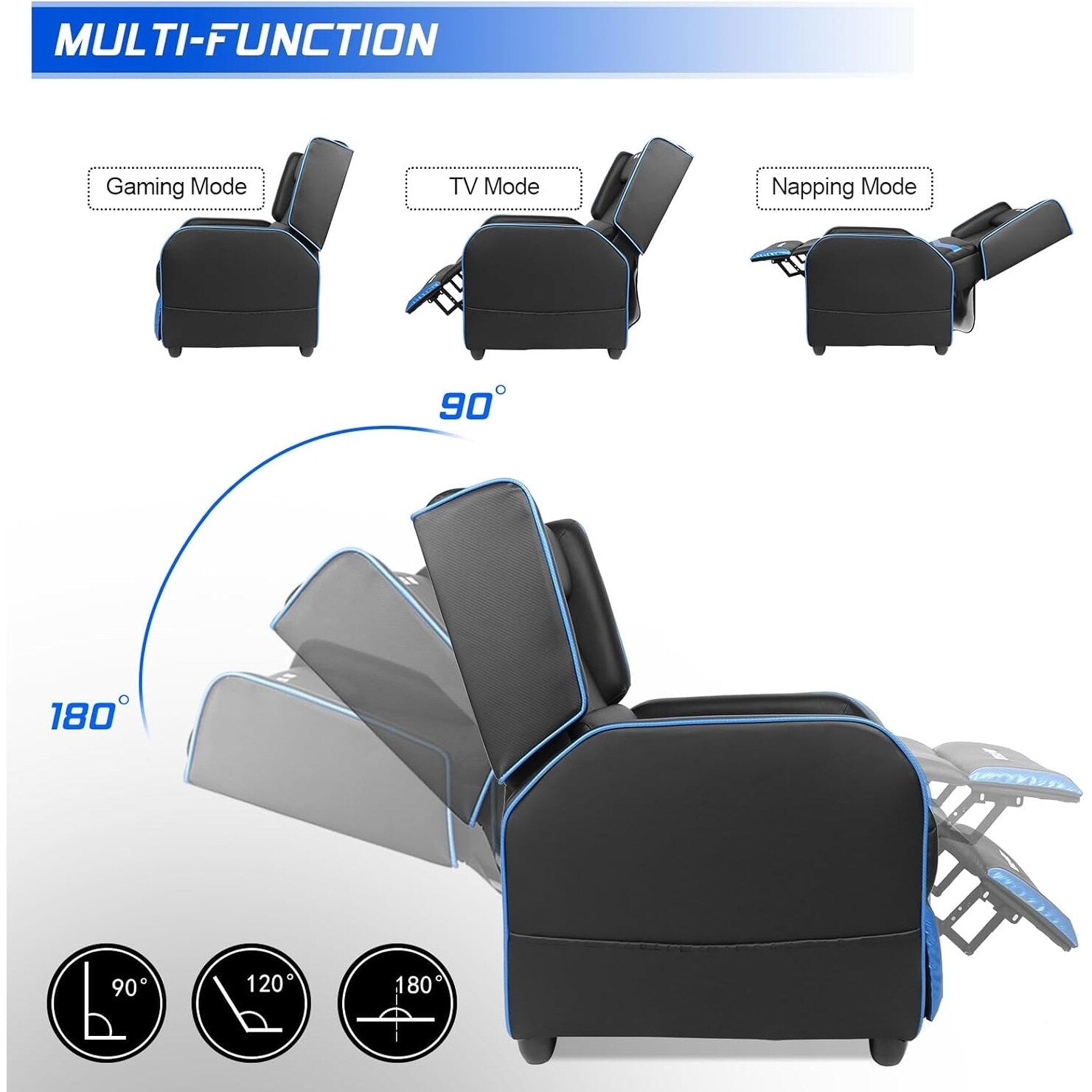 Fauteuil inclinable ergonomique BOSSIN en cuir PU pour le jeu, une place, pour le salon