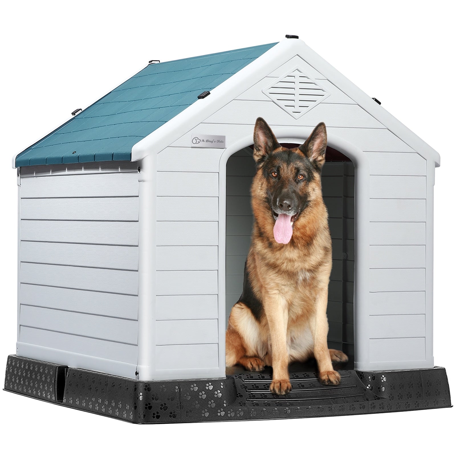 Niche pour chien BOSSIN en plastique pour chiens de petite et grande taille, niche isolée pour chiots d'intérieur et d'extérieur avec plancher surélevé