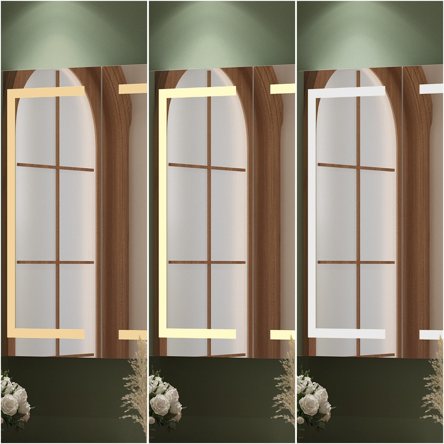 Armoire à pharmacie murale blanche avec miroir LED antibuée 6000K