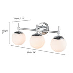 Applique murale de salle de bain à 3 lumières 929 Lighting, disponible en plusieurs finitions avec abat-jour en verre opale
