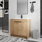 Meuble-lavabo Beingnext 24/30/36 avec vasque, meuble-lavabo autoportant avec porte à fermeture douce et étagère réglable