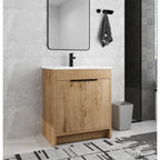Meuble-lavabo Beingnext 24/30/36 avec vasque, meuble-lavabo autoportant avec porte à fermeture douce et étagère réglable