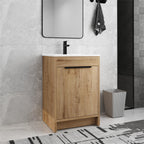 Meuble-lavabo Beingnext 24/30/36 avec vasque, meuble-lavabo autoportant avec porte à fermeture douce et étagère réglable