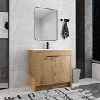 Meuble-lavabo Beingnext 24/30/36 avec vasque, meuble-lavabo autoportant avec porte à fermeture douce et étagère réglable