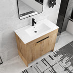 Meuble-lavabo Beingnext 24/30/36 avec vasque, meuble-lavabo autoportant avec porte à fermeture douce et étagère réglable