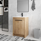 Meuble-lavabo Beingnext 24/30/36 avec vasque, meuble-lavabo autoportant avec porte à fermeture douce et étagère réglable