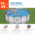 Piscine hors sol ronde Bestway Steel Pro MAX avec pompe et couverture