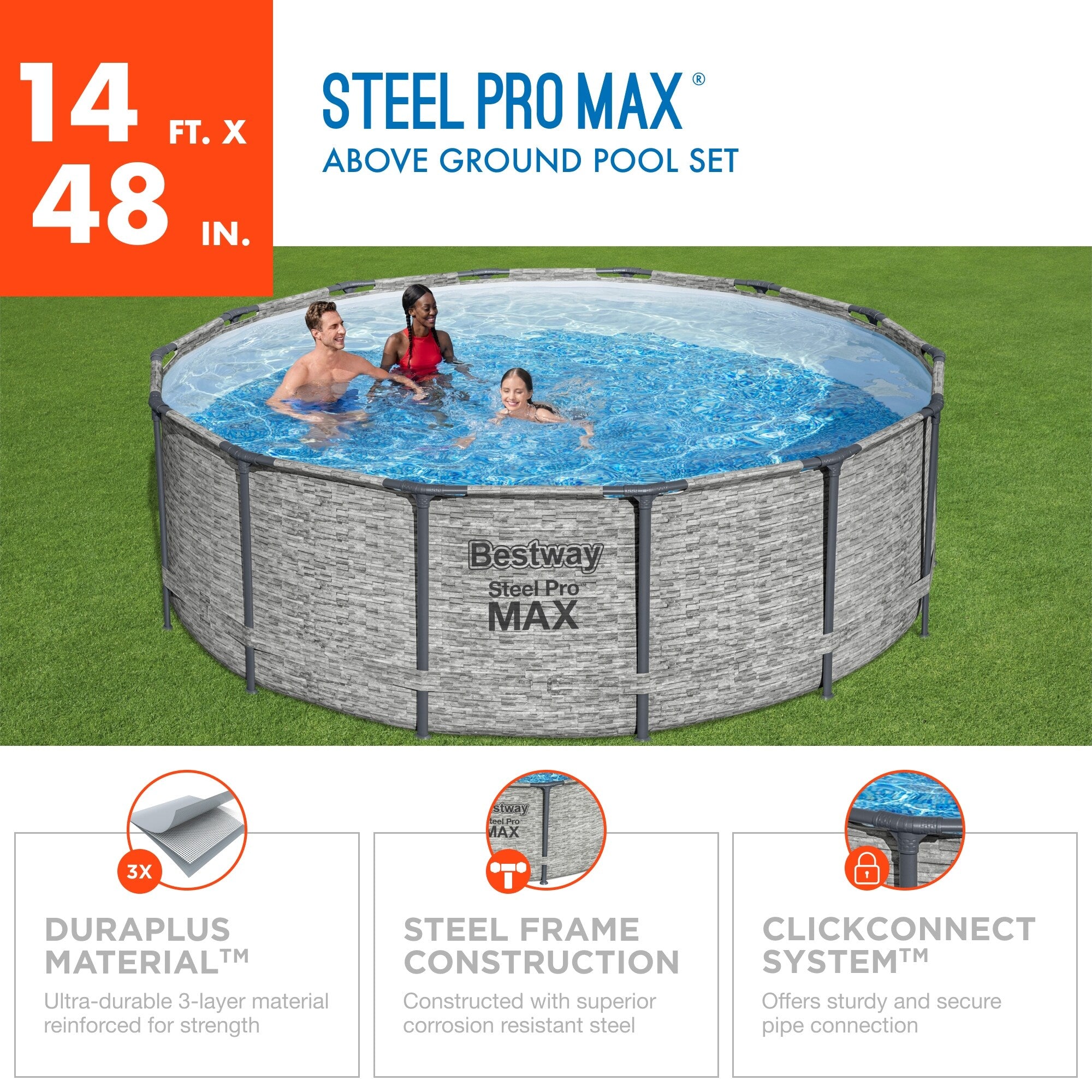Piscine hors sol ronde Bestway Steel Pro MAX avec pompe et couverture