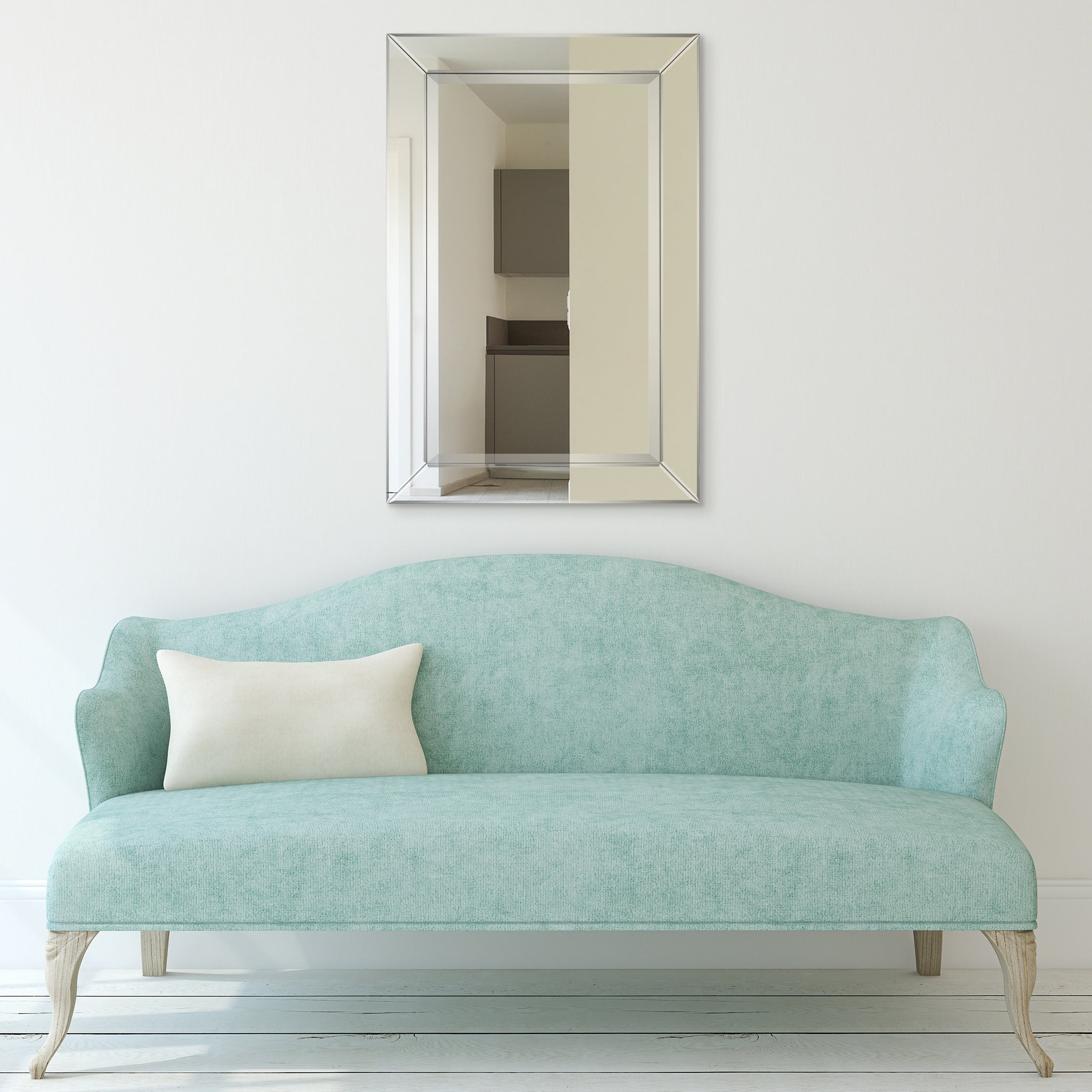 Miroir mural rectangulaire biseauté transparent HD pour salle de bain, coiffeuse, chambre, 3 tailles