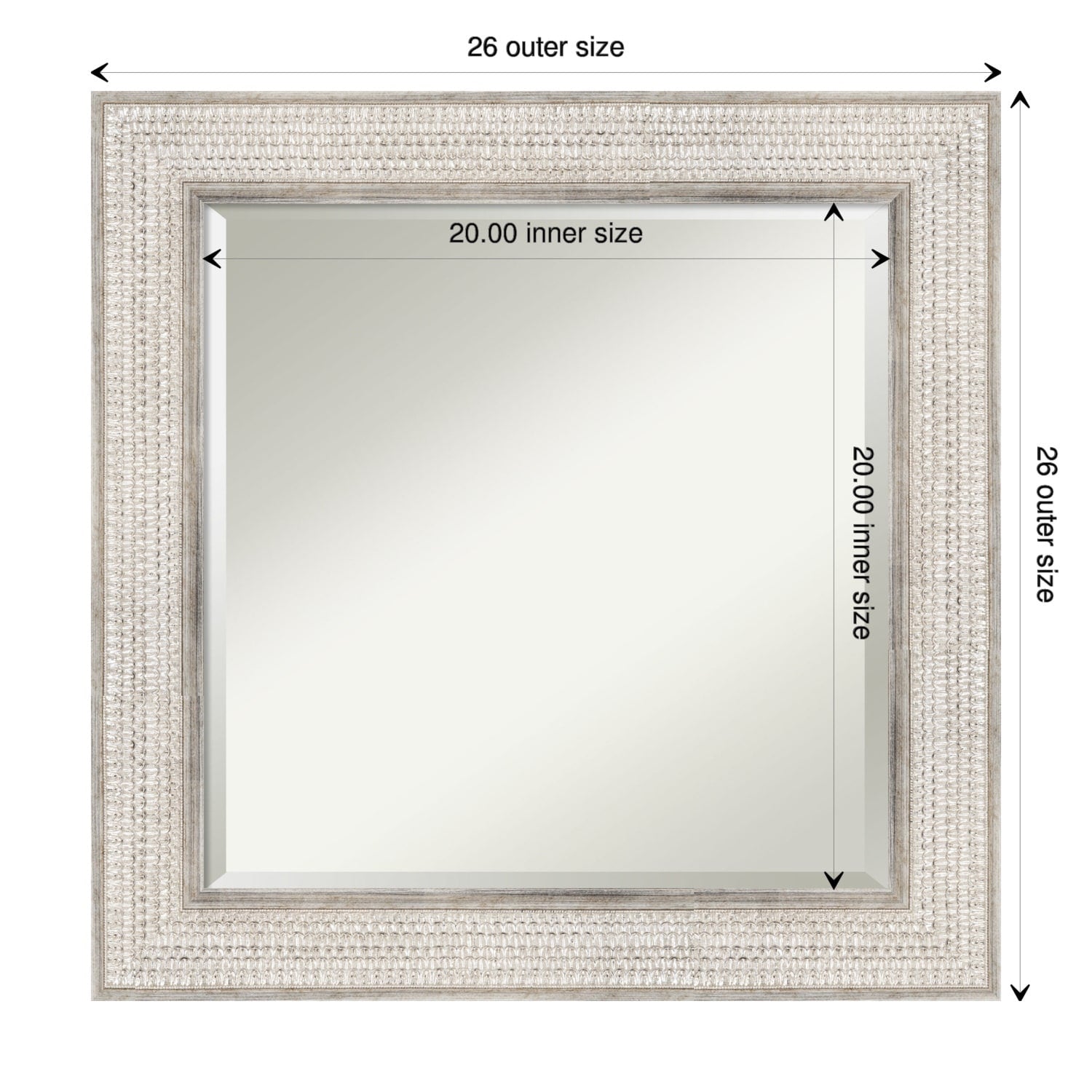 Miroir mural de salle de bain en bois biseauté - Cadre argenté à motif treillis - Argent treillis