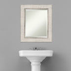 Miroir mural de salle de bain en bois biseauté - Cadre argenté à motif treillis - Argent treillis