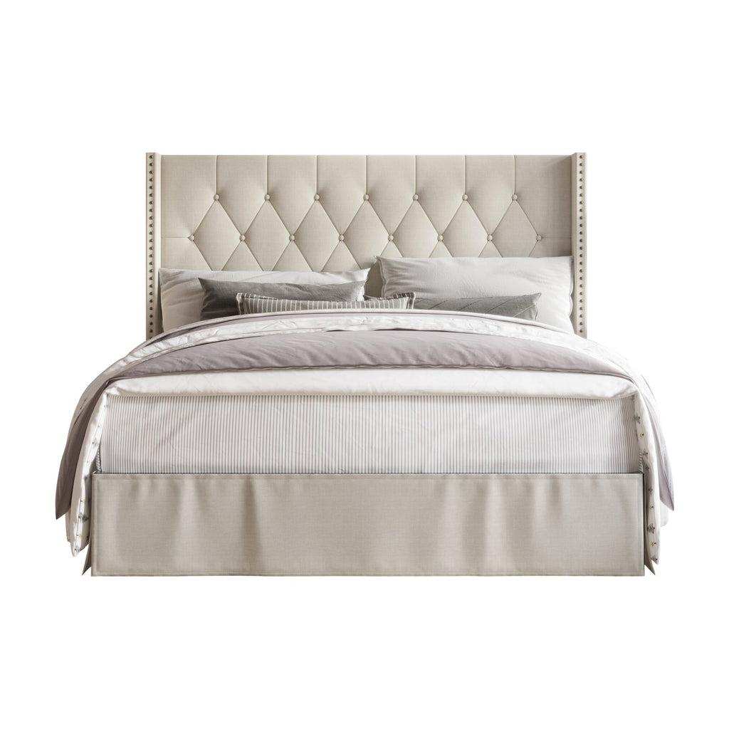 Lit Billy à panneaux rembourrés avec 2 tables de chevet