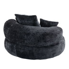 Pouf poire géant noir surdimensionné en chenille de 42,52 pouces avec trois coussins pour chambre à coucher
