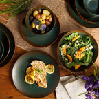 Service de table Bloomhouse Palermo Sun 16 pièces en grès à double bol et émail réactif