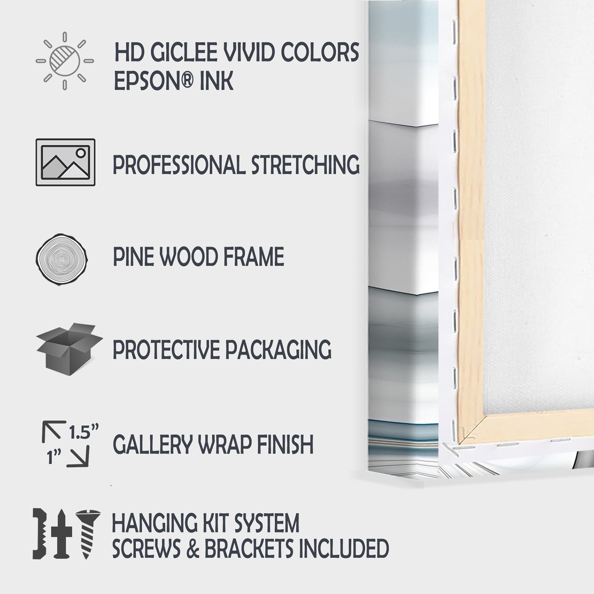 Bord de mer bleu avec coucher de soleil lointain - Tableau sur toile bord de mer