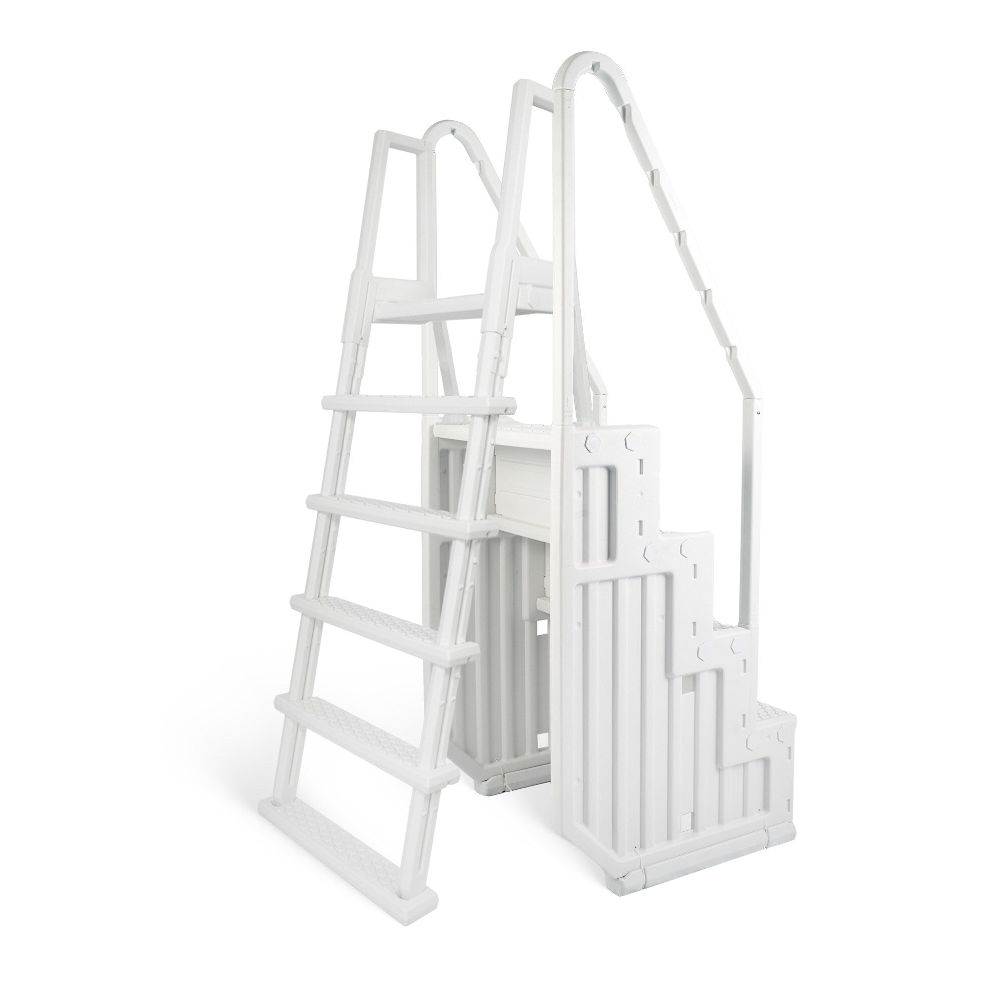 Marchepied de piscine Blue Wave Easy Pool avec échelle extérieure pour piscines hors sol - 82,5 cm L x 142 cm P x 206 cm H