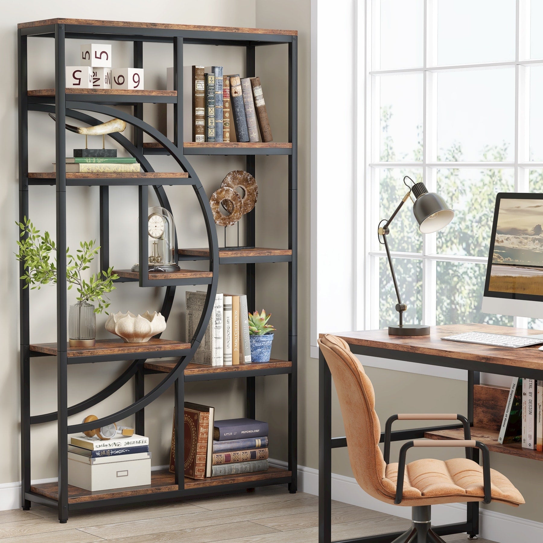 Étagère industrielle à 5 niveaux pour chambre, salon, bureau à domicile