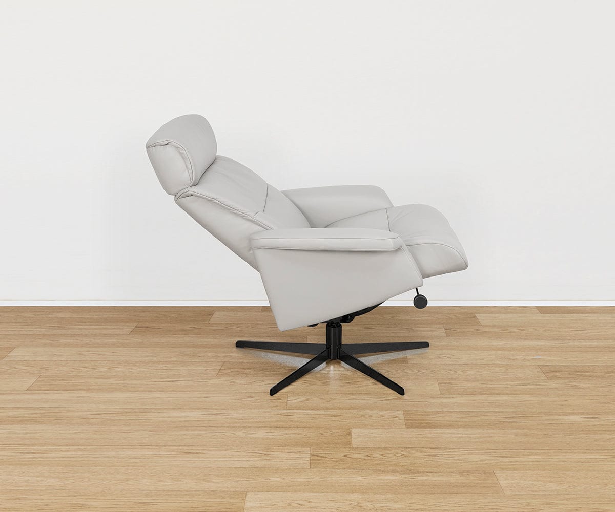 Fauteuil inclinable et ottoman en cuir Leif