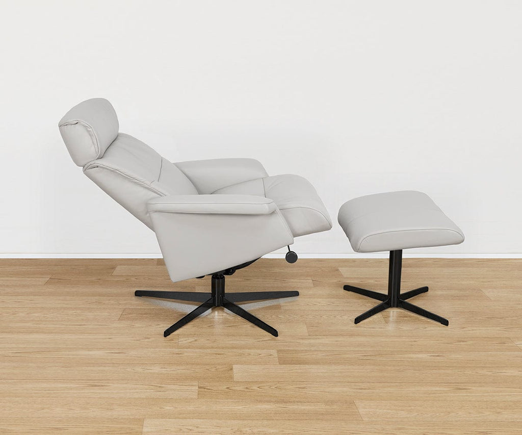 Fauteuil inclinable et ottoman en cuir Leif