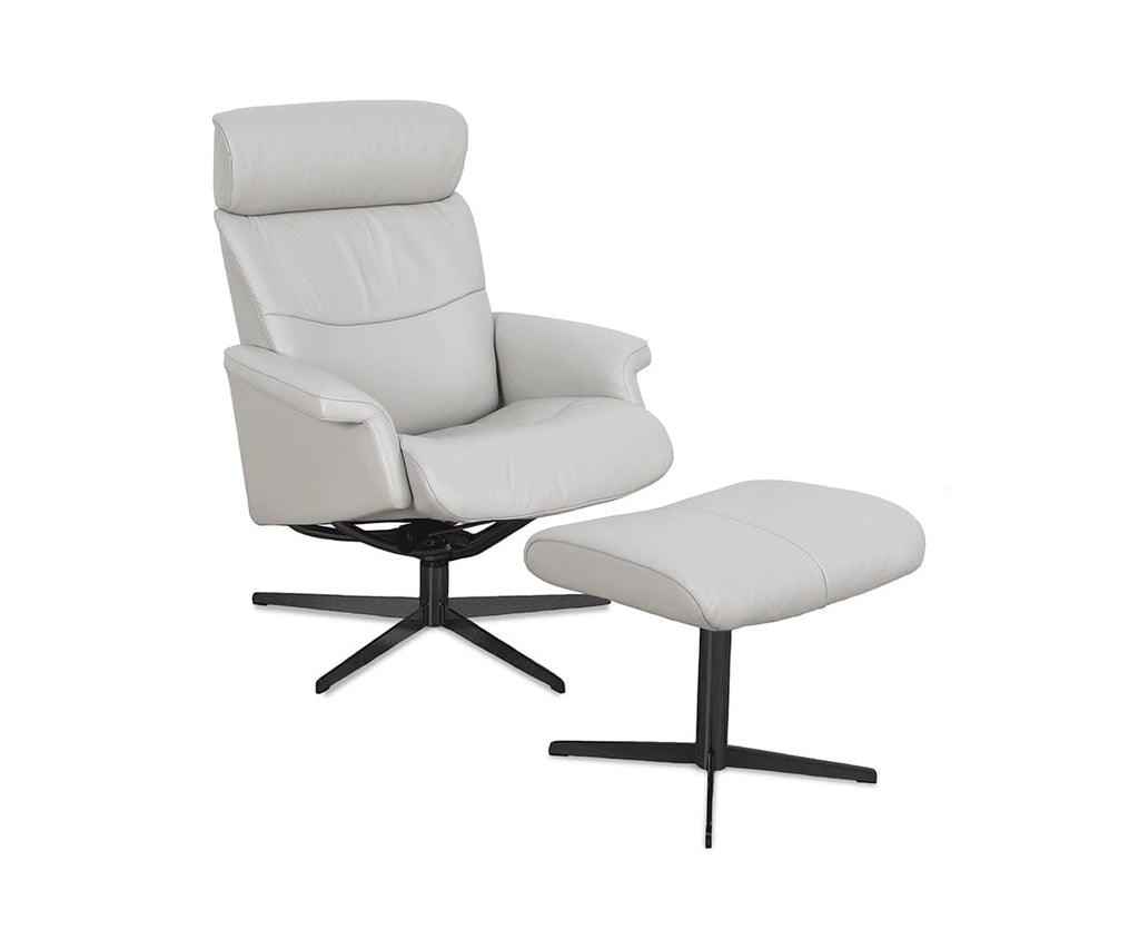 Fauteuil inclinable et ottoman en cuir Leif