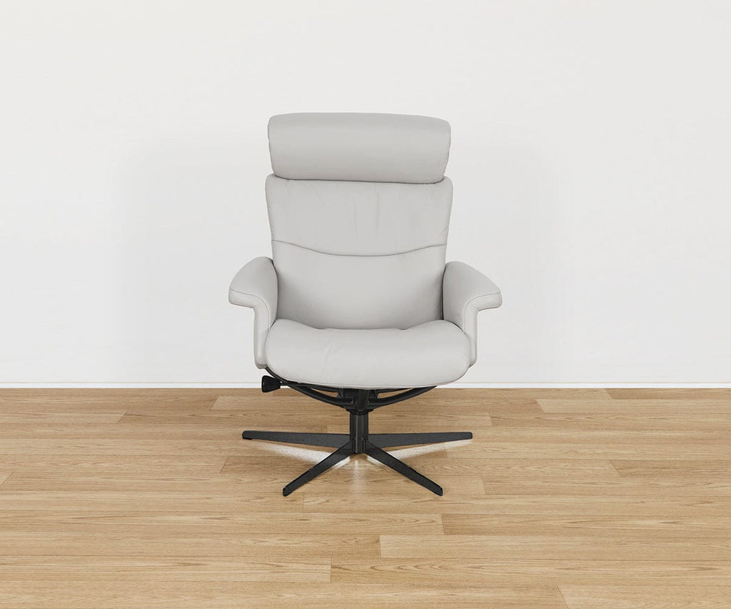 Fauteuil inclinable et ottoman en cuir Leif