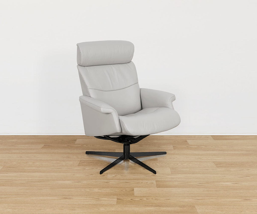 Fauteuil inclinable et ottoman en cuir Leif