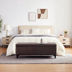 Pouf de rangement rectangulaire capitonné en similicuir (50,3 x 17,50 x 18 cm)