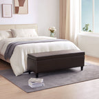 Pouf de rangement rectangulaire capitonné en similicuir (50,3 x 17,50 x 18 cm)