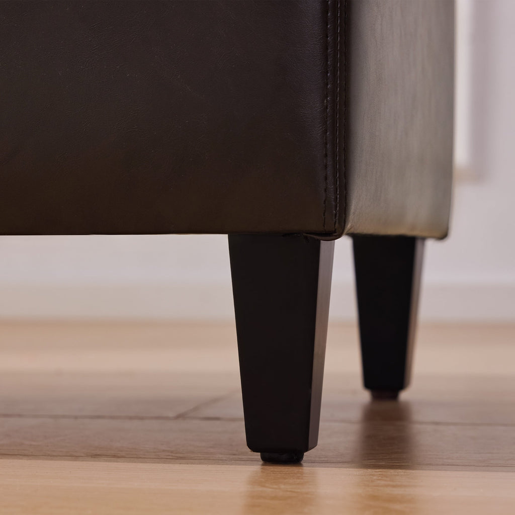 Pouf de rangement rectangulaire capitonné en similicuir (50,3 x 17,50 x 18 cm)