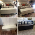 Pouf de rangement rectangulaire capitonné en similicuir (50,3 x 17,50 x 18 cm)